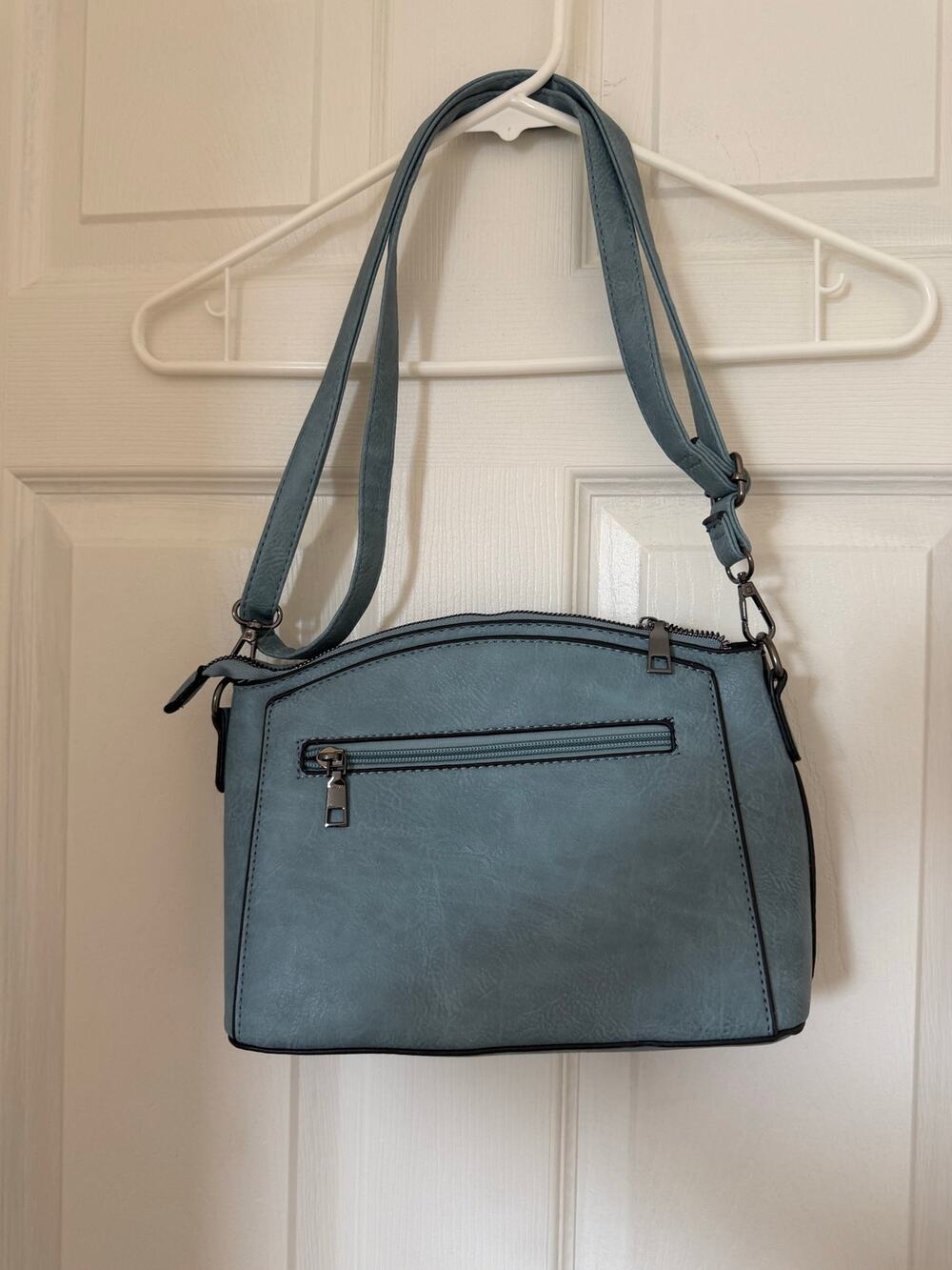 Sam & Hadley Dusty Blue Faux Leather Studded Crossbody Bag NWOT